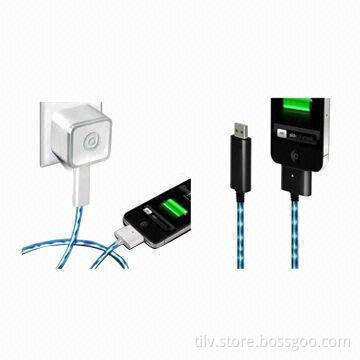 LED High Speed Transfer Visible Current USB Cable for iPhone 4, 80cm Length